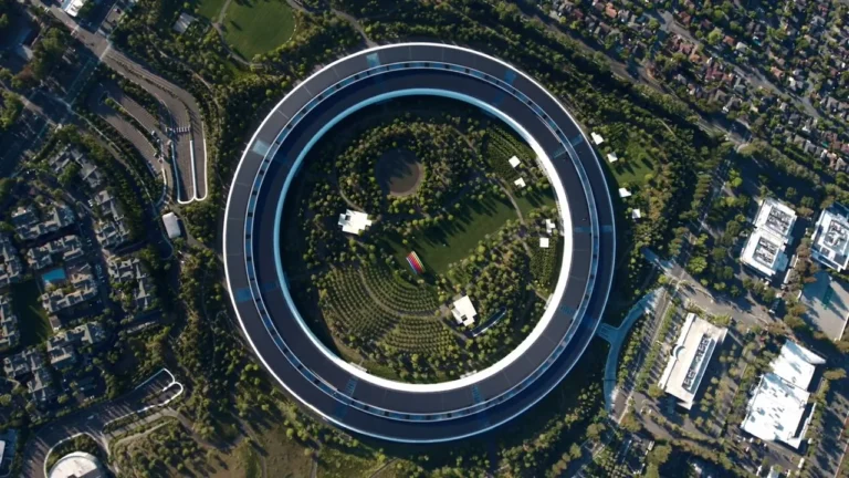 Apple Park widziany z góry w kontekście sporu antymonopolowego Apple z Departamentem Sprawiedliwości USA