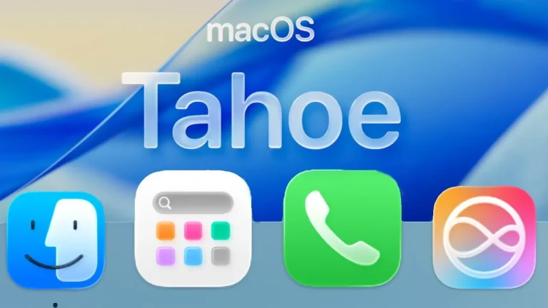 macOS Tahoe na ekranie Maca