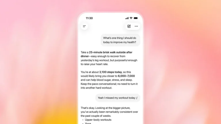 iPhone z danymi zdrowotnymi i ChatGPT jako symbol prywatności Apple Health
